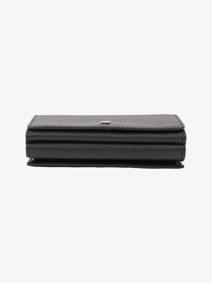 Burberry TB Compact Wallet Black / Gold Calfskin Leather