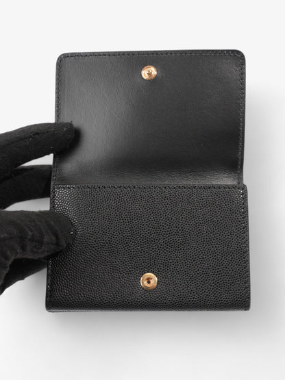Burberry TB Compact Wallet Black / Gold Calfskin Leather