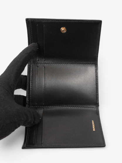 Burberry TB Compact Wallet Black / Gold Calfskin Leather