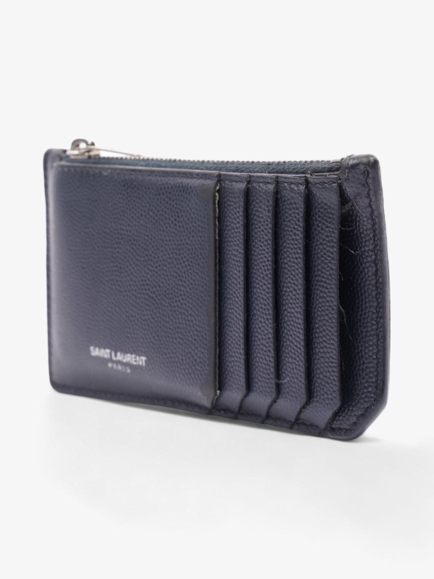 Saint Laurent Fragments Zip Card Case Navy Leather