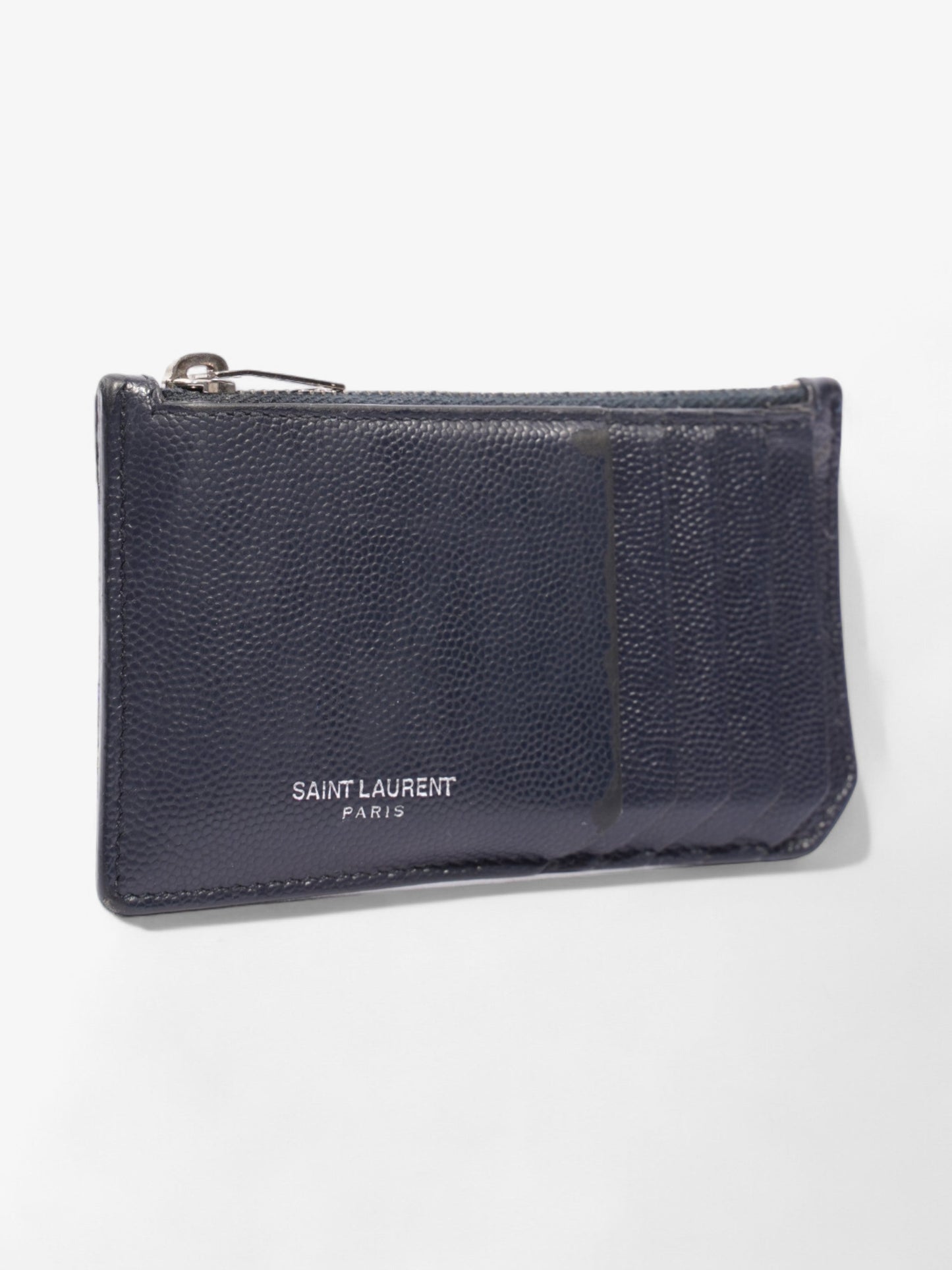 Saint Laurent Fragments Zip Card Case Navy Leather