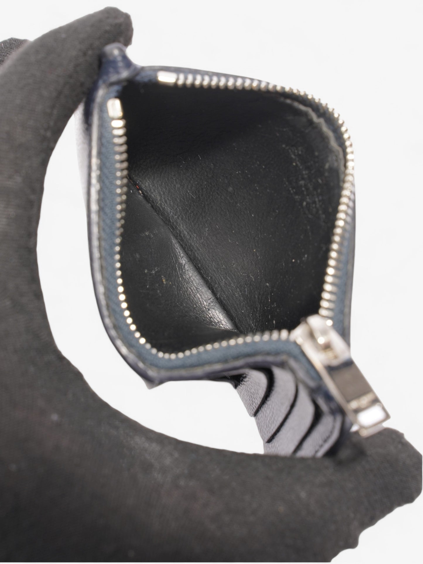 Saint Laurent Fragments Zip Card Case Navy Leather