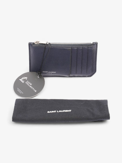 Saint Laurent Fragments Zip Card Case Navy Leather