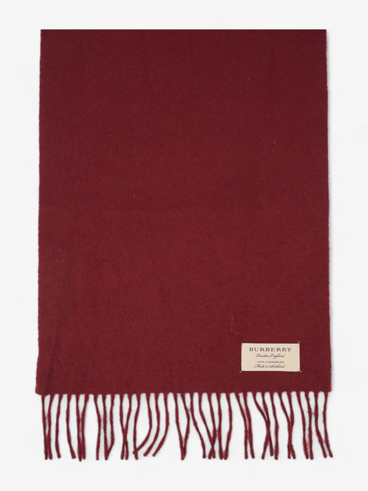 Burberry Fringed Scarf Maroon Cashmere