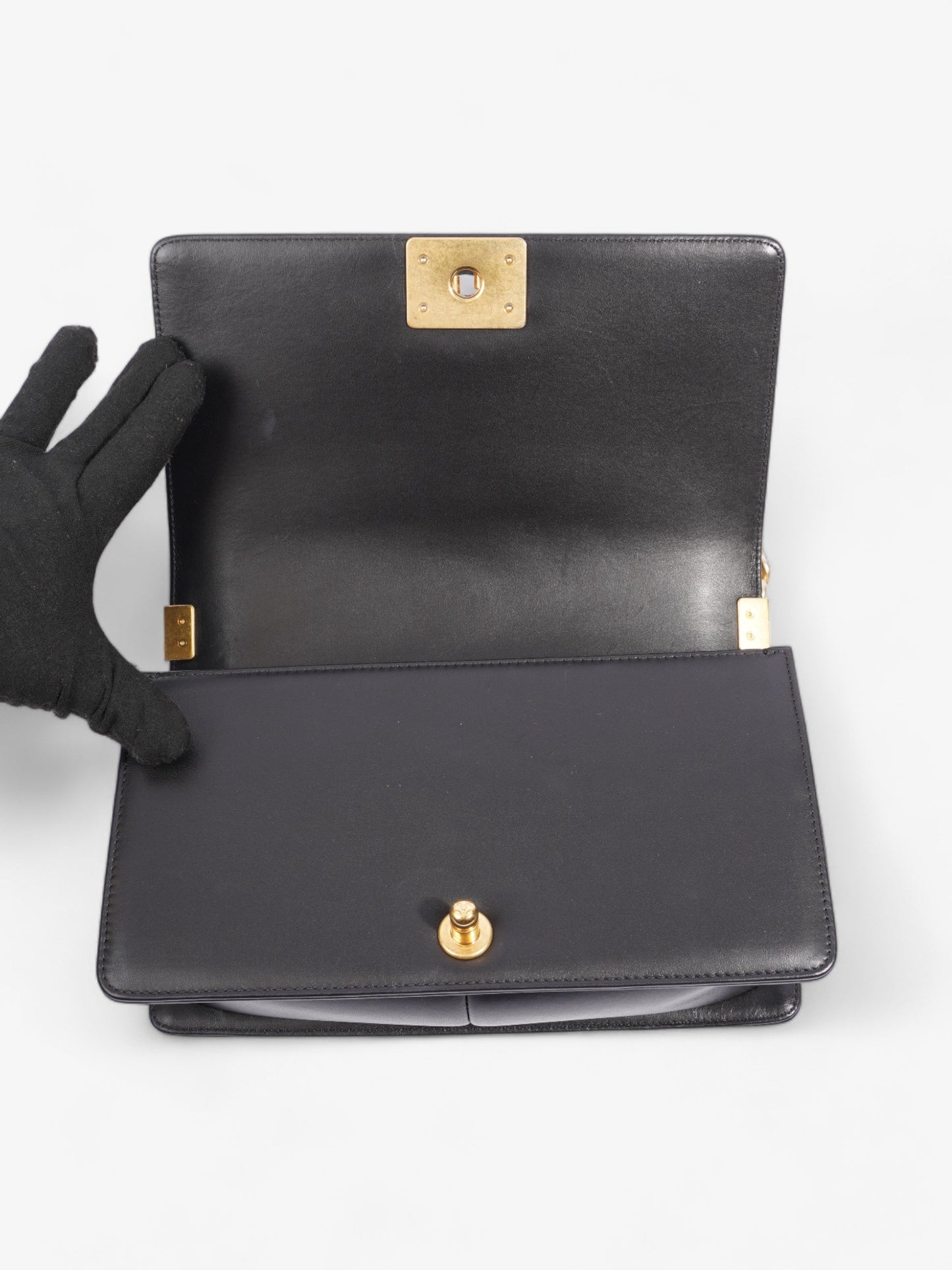 Chanel Boy Black Calfskin Leather Medium