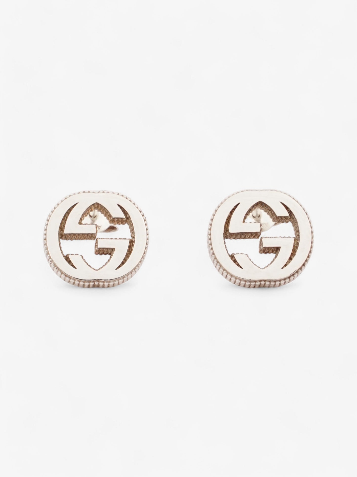 Gucci Interlocking Earrings Silver Silver Sterling
