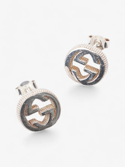 Gucci Interlocking Earrings Silver Silver Sterling