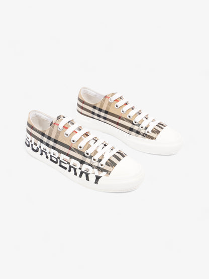 Burberry Lark Sneakers Beige Checkered / Black / White Canvas EU 37 UK 4