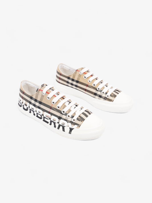 Burberry Lark Sneakers Beige Checkered / Black / White Canvas EU 37 UK 4