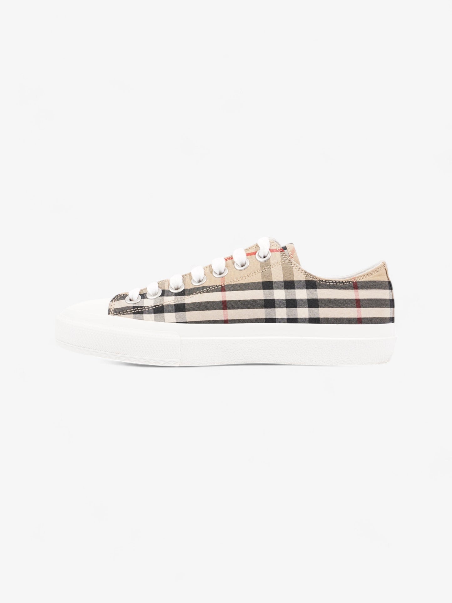 Burberry Lark Sneakers Beige Checkered / Black / White Canvas EU 37 UK 4