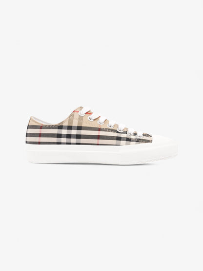 Burberry Lark Sneakers Beige Checkered / Black / White Canvas EU 37 UK 4