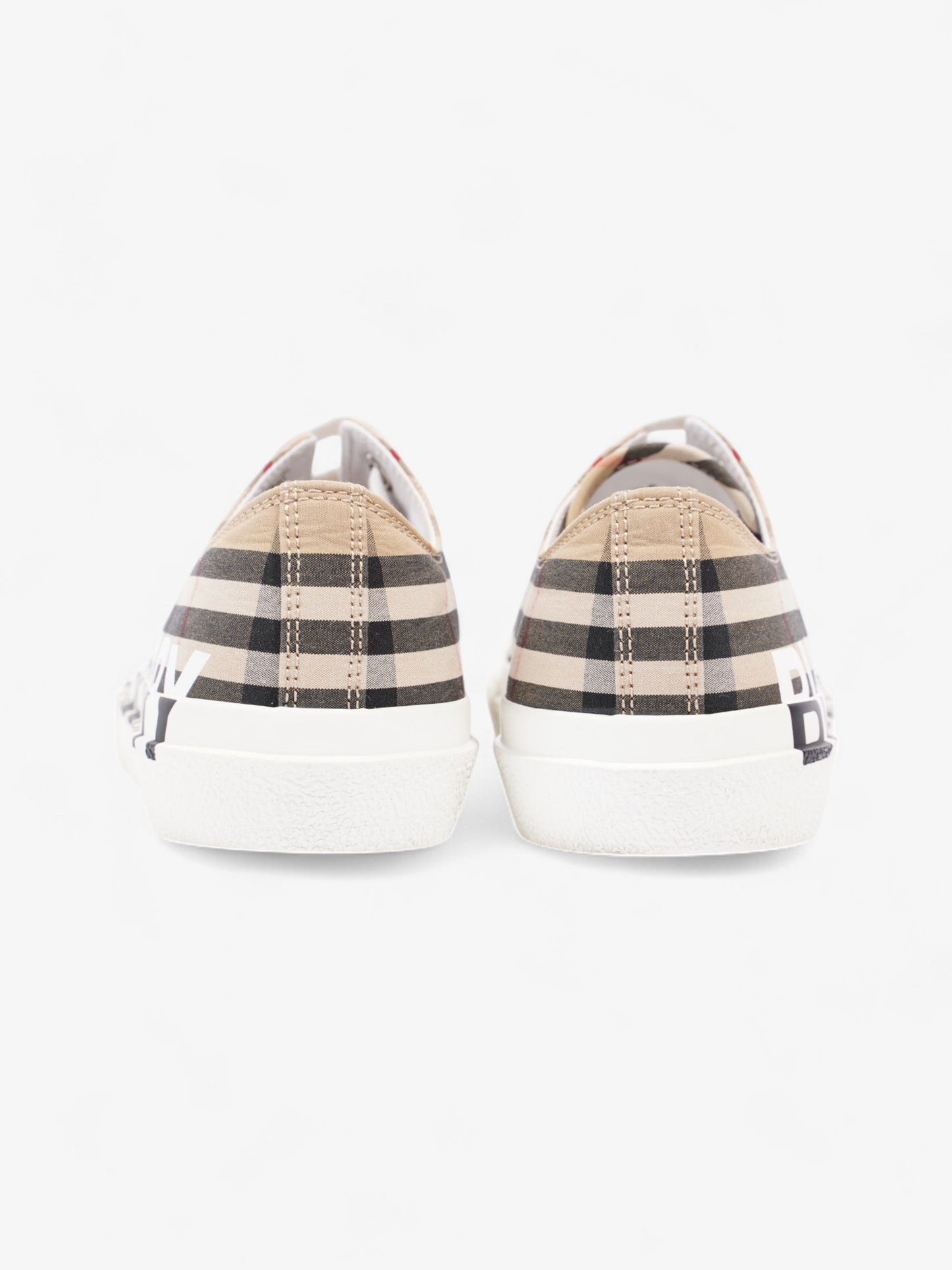 Burberry Lark Sneakers Beige Checkered / Black / White Canvas EU 37 UK 4