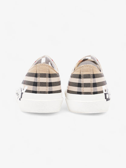 Burberry Lark Sneakers Beige Checkered / Black / White Canvas EU 37 UK 4