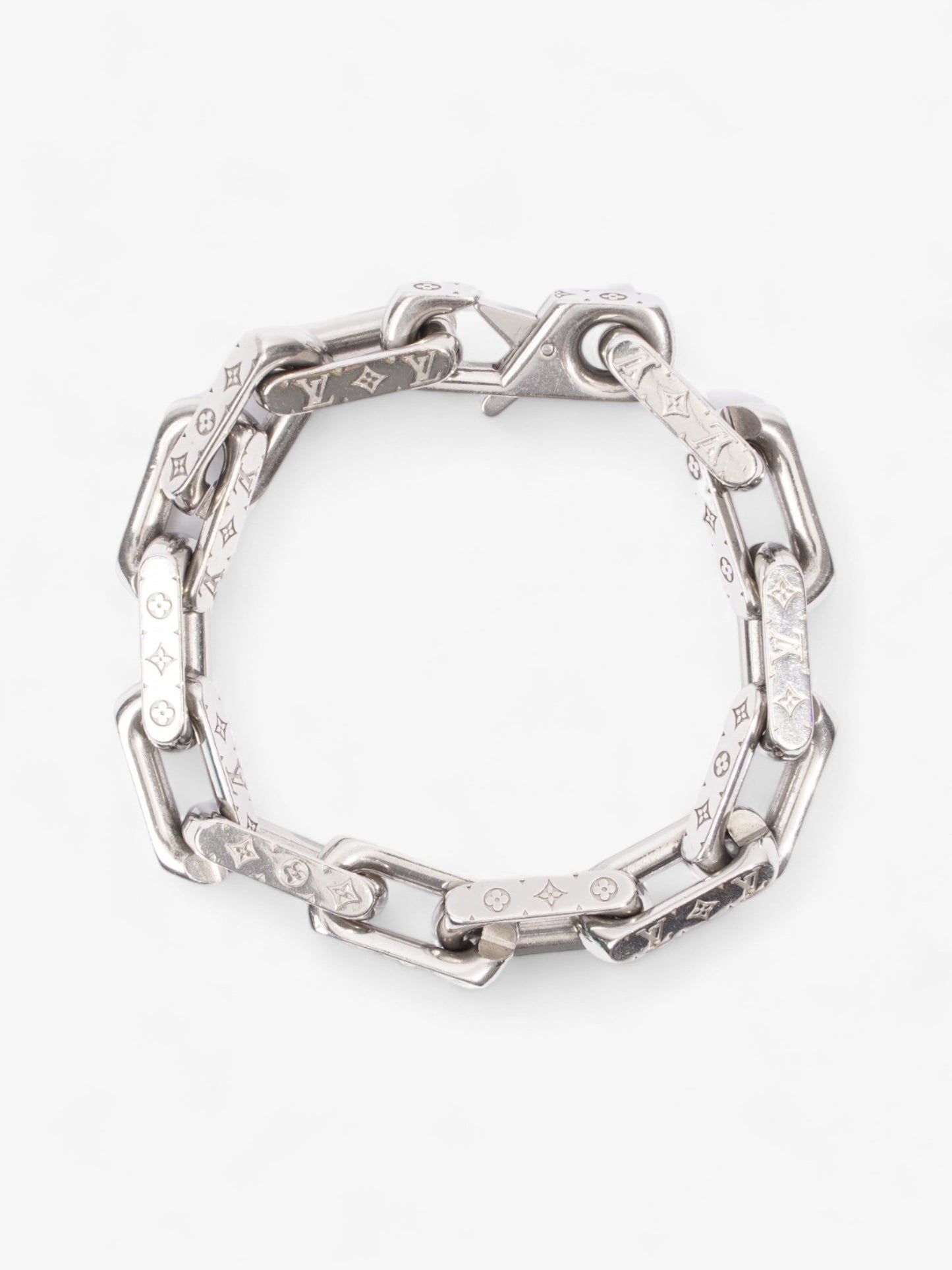 Louis Vuitton Chain Monogram Bracelet Silver Base Metal Medium