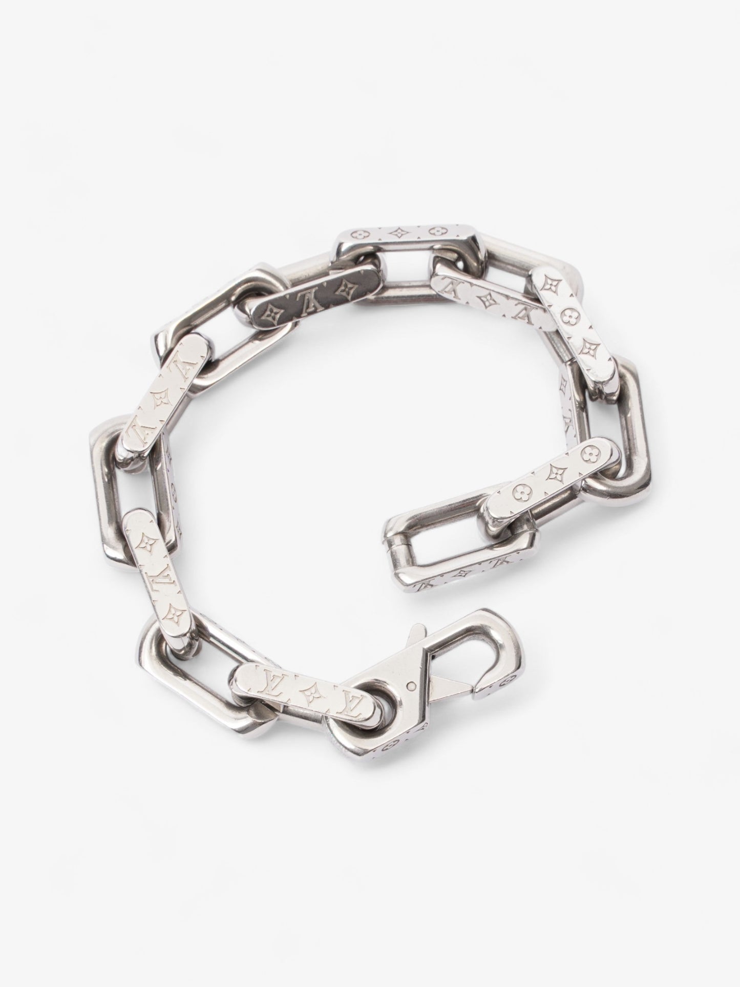 Louis Vuitton Chain Monogram Bracelet Silver Base Metal Medium
