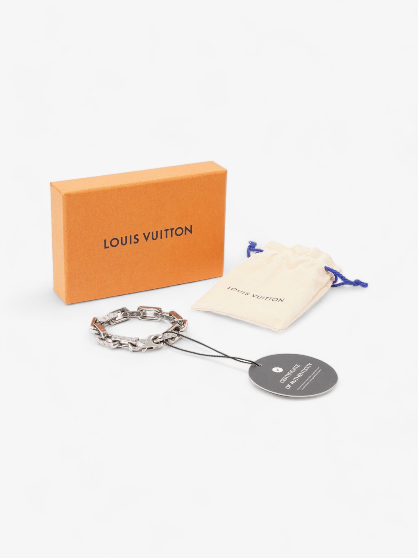 Louis Vuitton Chain Monogram Bracelet Silver Base Metal Medium