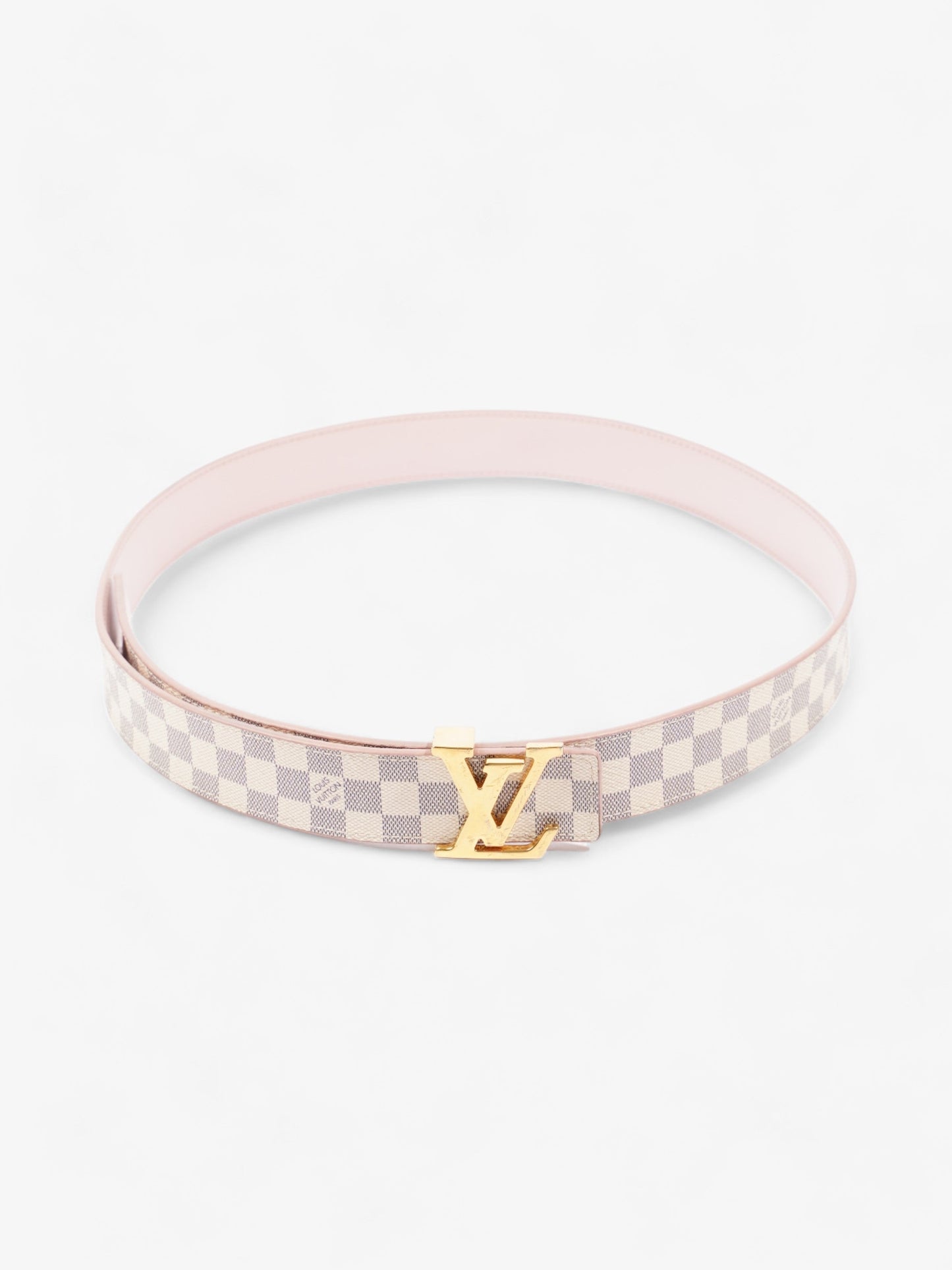 Louis Vuitton LV Initials Reversible Belt Damier Ebene / Pink Coated Canvas 85cm 34"