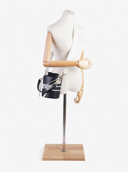 Christian Dior Vibe Bucket Bag Navy / White Calfskin Leather Small