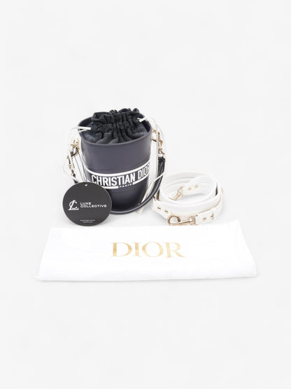 Christian Dior Vibe Bucket Bag Navy / White Calfskin Leather Small