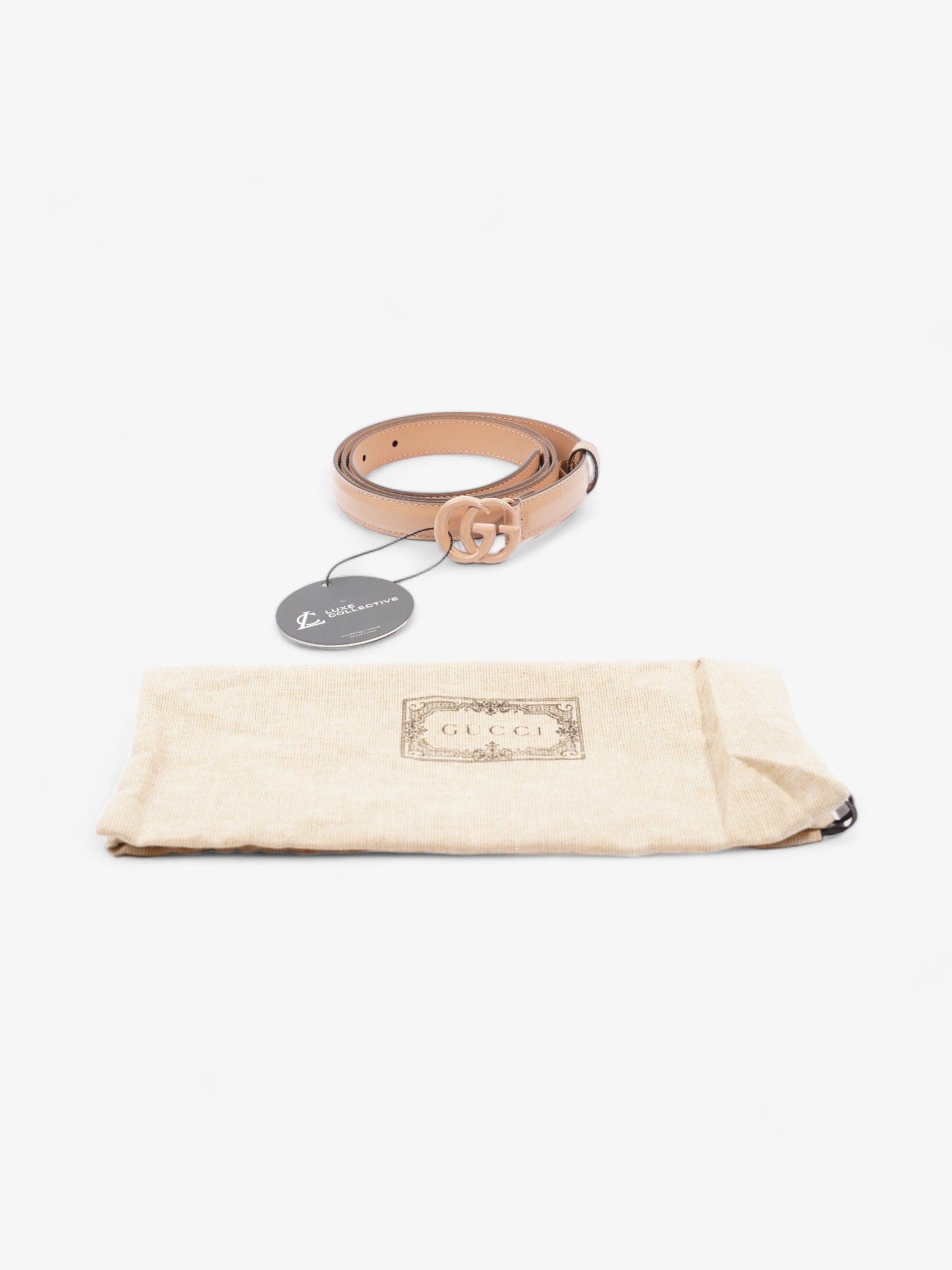 Gucci GG Marmont Thin Belt Beige Leather 95cm 38mm