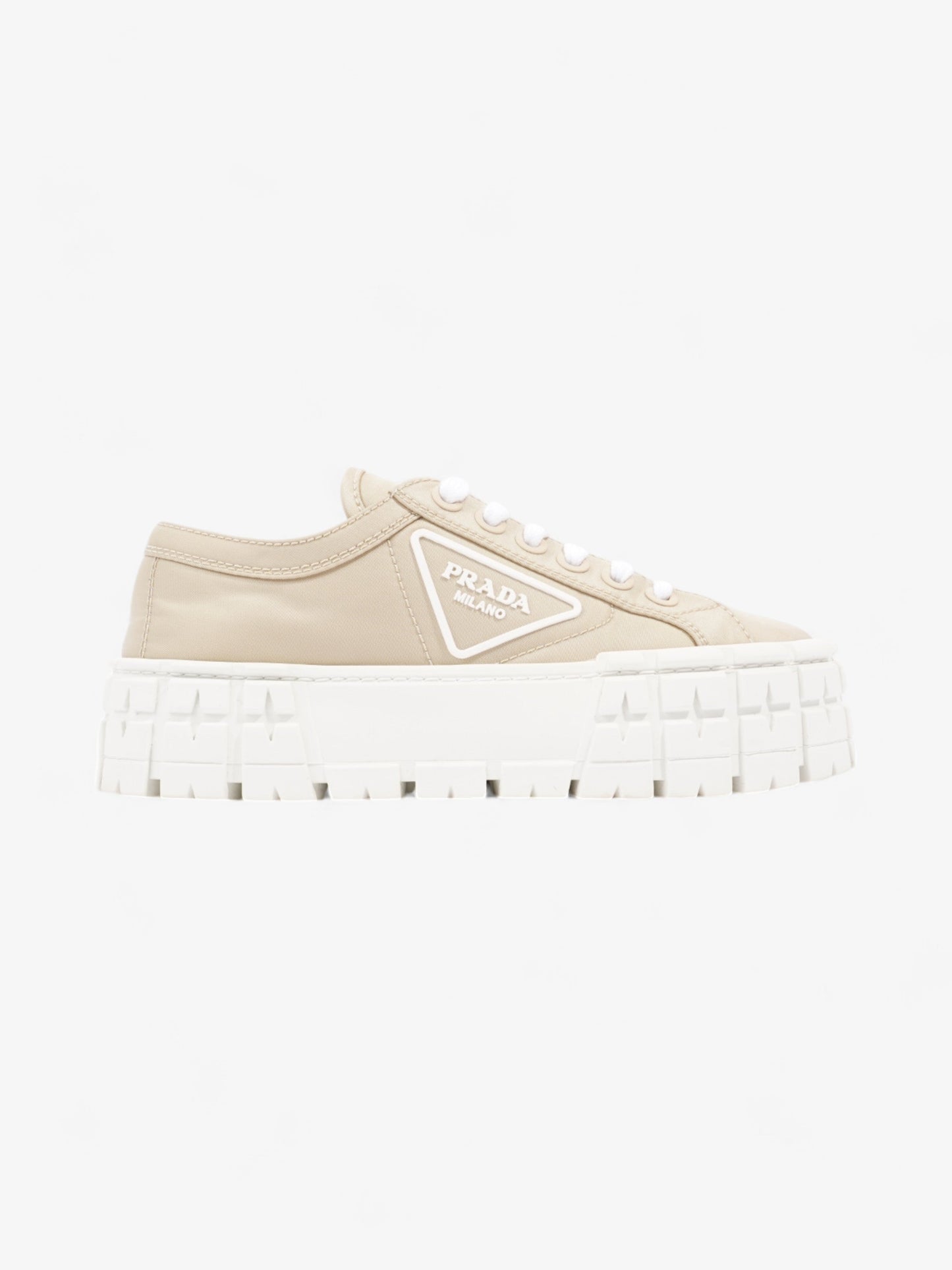 Prada Double Wheel Re-Nylon Sneakers Beige  / White Re Nylon EU 36 UK 3