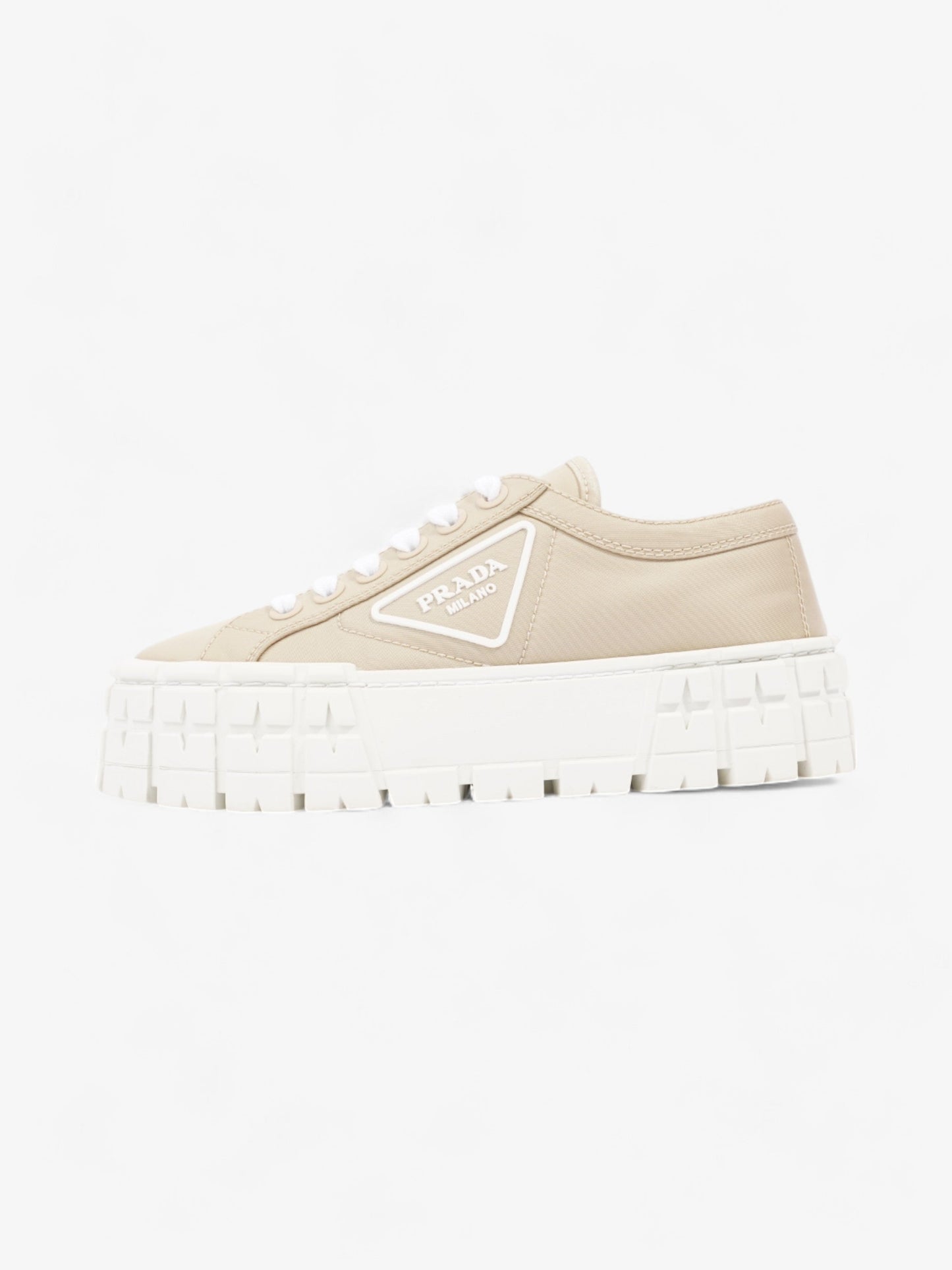Prada Double Wheel Re-Nylon Sneakers Beige  / White Re Nylon EU 36 UK 3