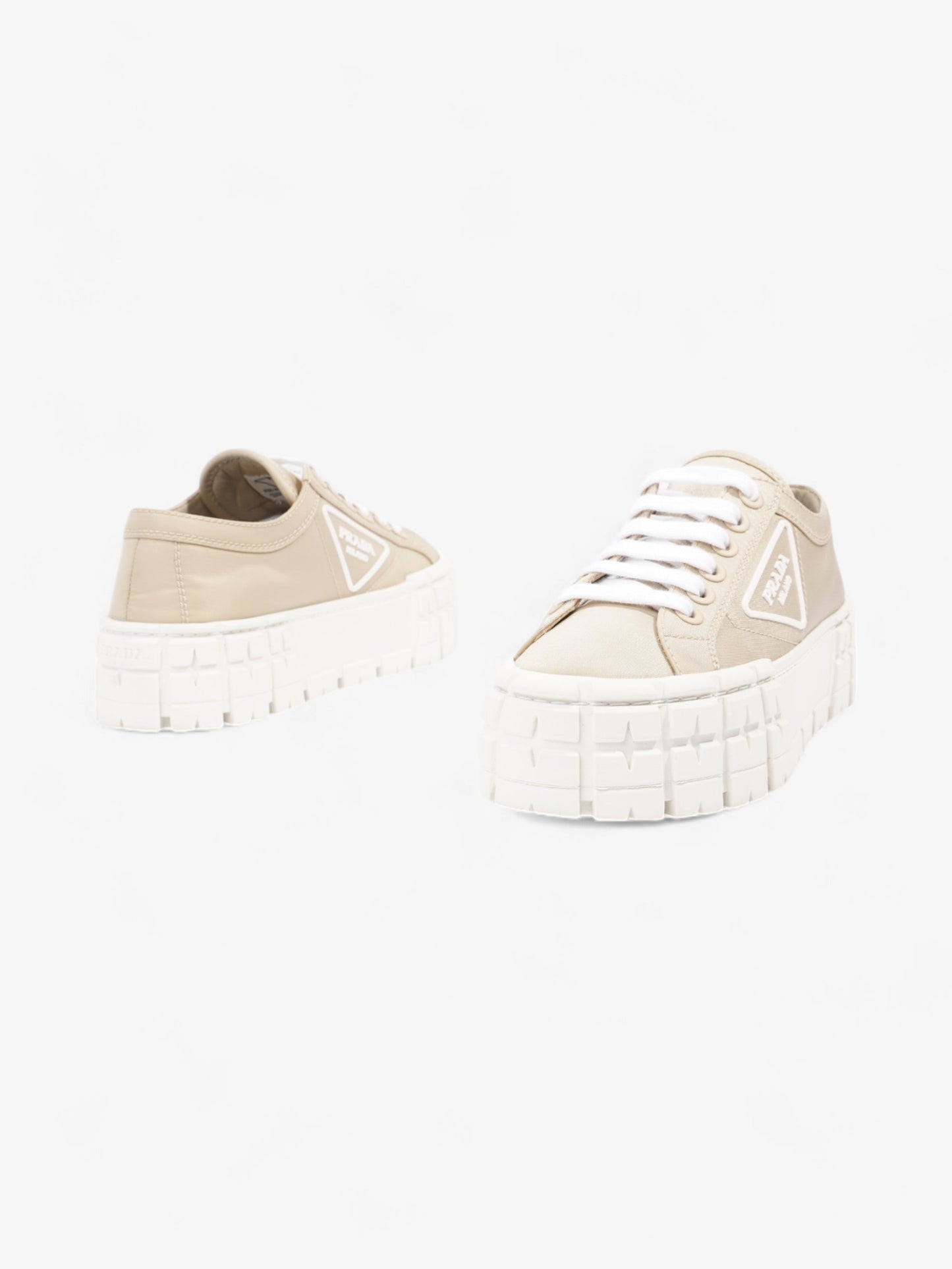 Prada Double Wheel Re-Nylon Sneakers Beige  / White Re Nylon EU 36 UK 3