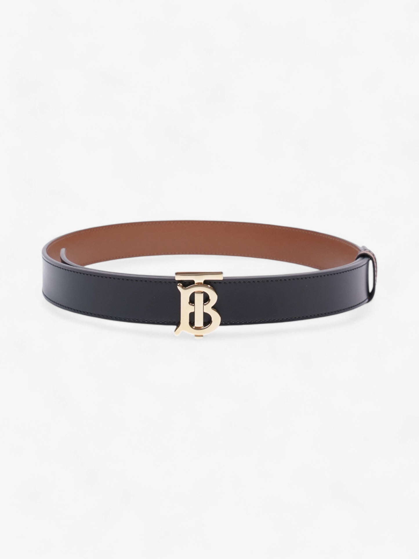 Burberry TB Reversible Belt Black / Tan / Gold Leather Small - 106cm