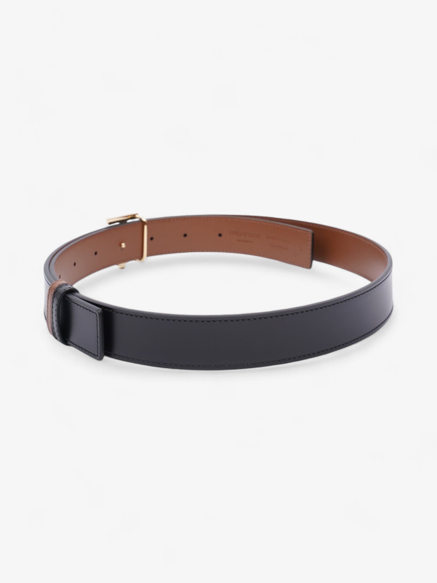 Burberry TB Reversible Belt Black / Tan / Gold Leather Small - 106cm