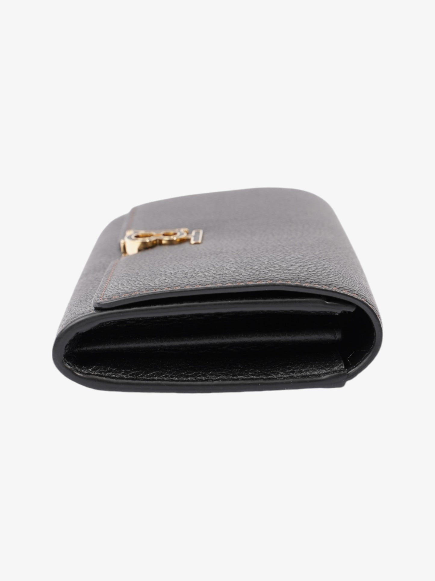 Burberry TB Continental Wallet Black Grained Leather Large