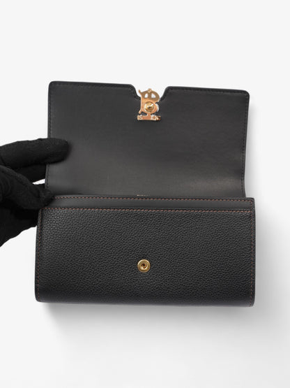 Burberry TB Continental Wallet Black Grained Leather Large