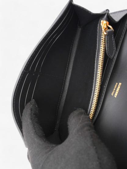 Burberry TB Continental Wallet Black Grained Leather Large