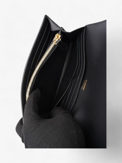 Burberry TB Continental Wallet Black Grained Leather Large