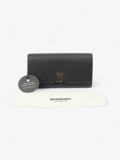 Burberry TB Continental Wallet Black Grained Leather Large
