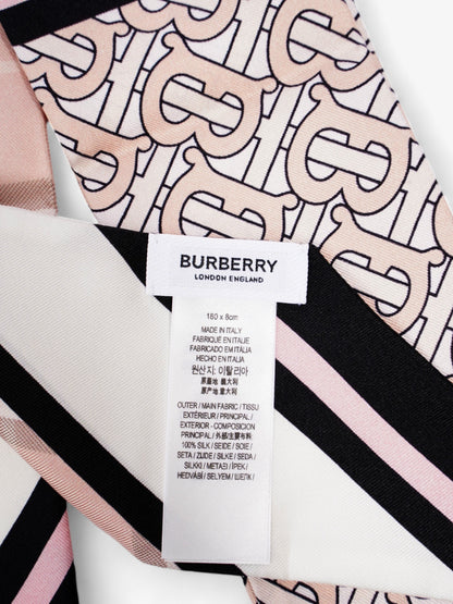 Burberry Triple Check Monogram Stripe Skinny Scarf Blush Silk