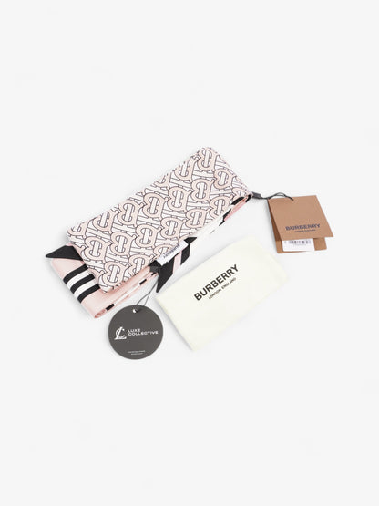 Burberry Triple Check Monogram Stripe Skinny Scarf Blush Silk