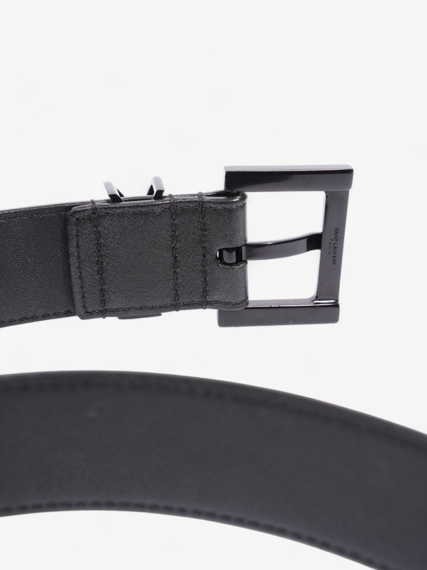 Saint Laurent Monogram Belt Black Leather 75