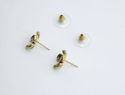 Chanel Vintage 03P Gold-plated Emerald Green and Red Flower Stud Earrings