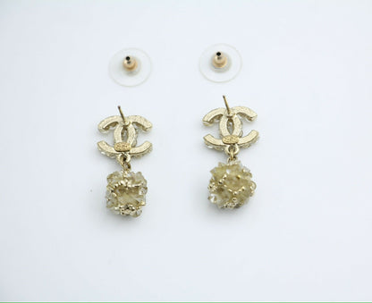 Chanel A12A Metal Engraving Vintage Concave Stud Earrings