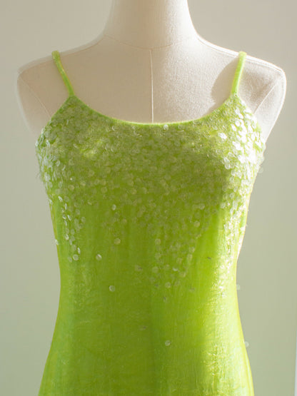Chanel Vintage S/S1997 Green Sequin Embellished Velvet Dress Gown Jacket 97P Set