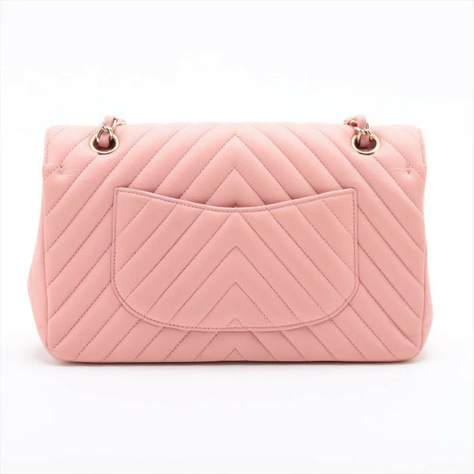 Chanel Pink Caviar Flat Chevron Quilted Medium Double Flap Bag