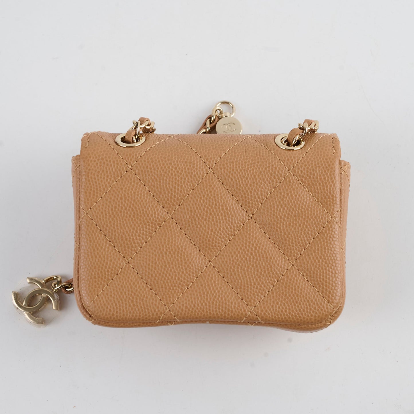 Chanel 23P Classic Clutch With Chain Belt Waist Bag Dark Beige