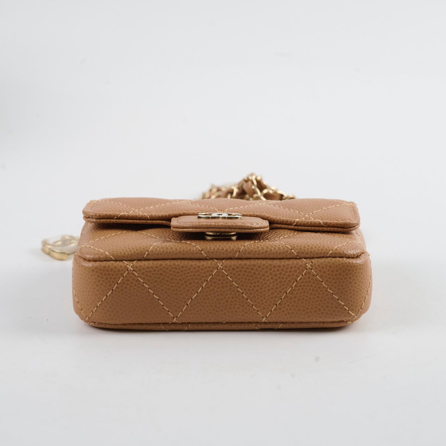 Chanel 23P Classic Clutch With Chain Belt Waist Bag Dark Beige