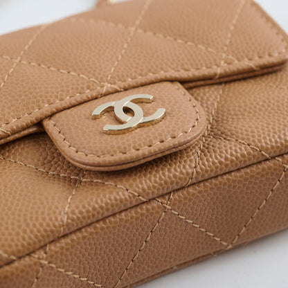 Chanel 23P Classic Clutch With Chain Belt Waist Bag Dark Beige