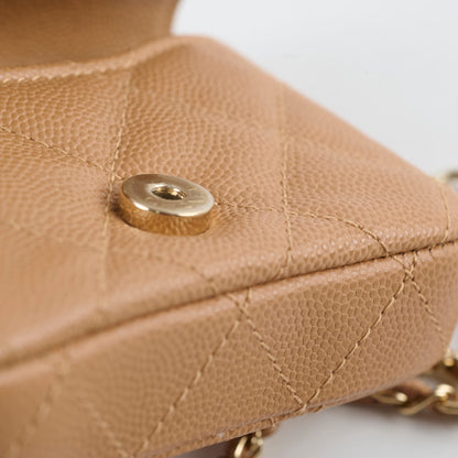 Chanel 23P Classic Clutch With Chain Belt Waist Bag Dark Beige