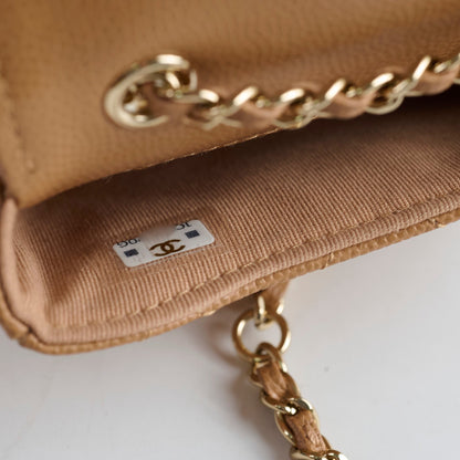 Chanel 23P Classic Clutch With Chain Belt Waist Bag Dark Beige