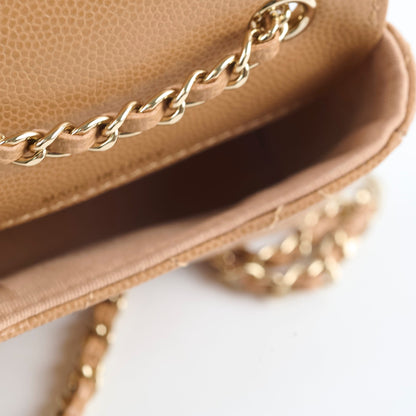 Chanel 23P Classic Clutch With Chain Belt Waist Bag Dark Beige