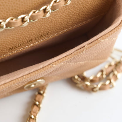 Chanel 23P Classic Clutch With Chain Belt Waist Bag Dark Beige