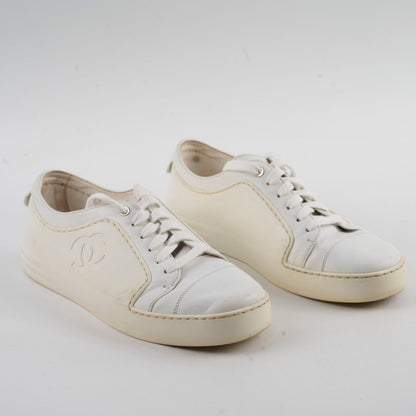 Chanel White Sneakers Size 37.5