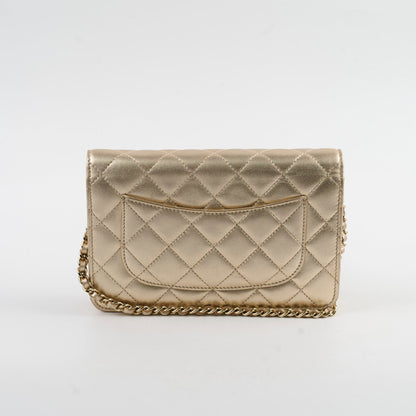 Chanel Metallic Wallet On Chain Gold